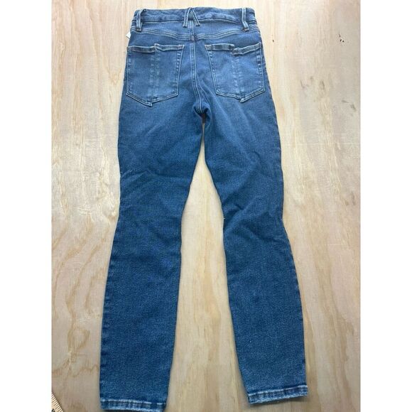 Good American Jeans Sz 0 25 Straight Leg Distressed Funky Pockets - Picture 5 of 7